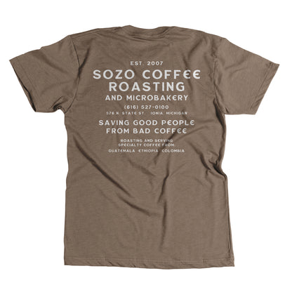 SoZo Coffee Espresso Tee- Short Sleeve Unisex Cotton Tee